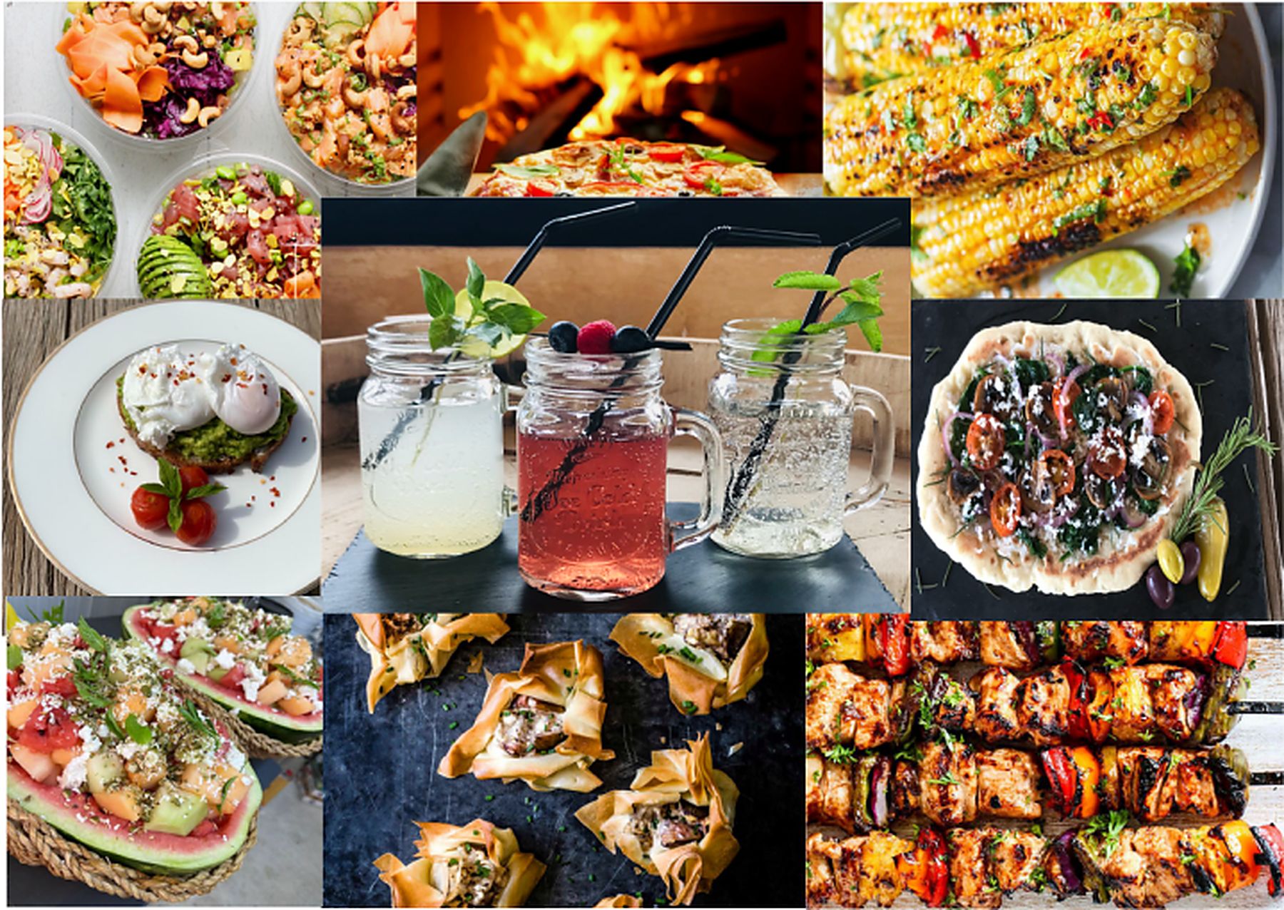 Collage of dishes served at camp